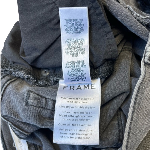 Frame Denim Le Nouveau Split Hem Straight Cropped Black Gray Jean - Size 24 - Picture 10 of 12